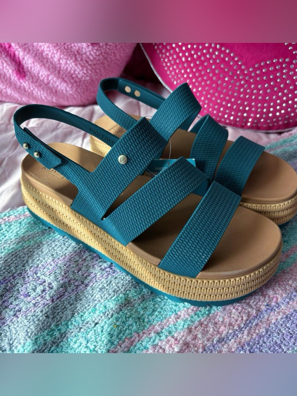 REEF Water Vista Higher 2 Blue Teal Platform Sandals Women’s Size 10 NWT